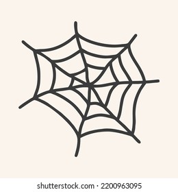 Spider web isolated on wite background. Outline cobweb for horror Halloween party designs. Sketch vector illustration.