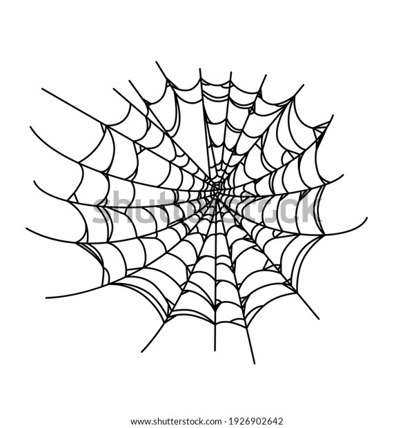 Spider web\
isolated on wite background. Outline cobweb for horror Halloween\
party designs. Vector\
illustration