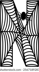 Spider Web Letter Alphabet N
