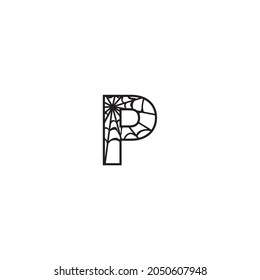 Spider web letter P design, Halloween font,  Spider alphabet 