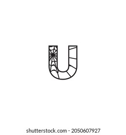 Spider web letter U design, Halloween font,  Spider alphabet 