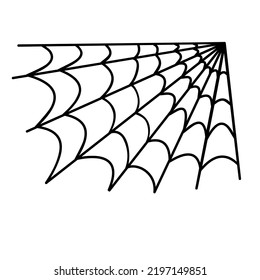 Spider Web Line Art. Vector Illustration In Doodle Technique 