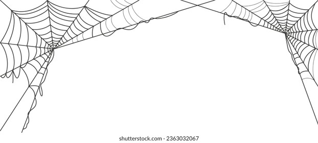 Spider web line art vector illustration