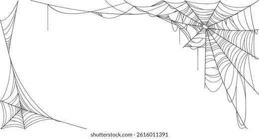 Spider web line art vector frame