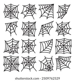 spider web line doodle hand drawing halloween cartoon icon