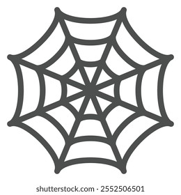 Ícone da linha da teia de aranha, conceito do halloween. Gráficos vetoriais. Cobweb assinar em fundo branco, ícone de estilo de contorno para design móvel ou web