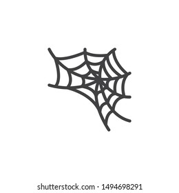 Spider web line icon. linear style sign for mobile concept and web design. Halloween spiderweb outline vector icon. Symbol, logo illustration. Vector graphics