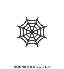 Spider web line icon, outline vector sign, linear style pictogram isolated on white. Halloween holiday Symbol, logo illustration. Editable stroke