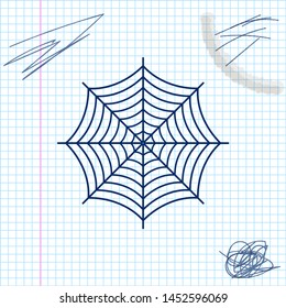 Spider web line sketch icon isolated on white background. Cobweb sign. Vector Illustration