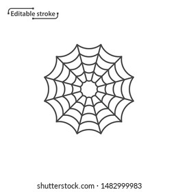 Spider web line vector icon. Editable stroke. 