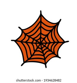 Spider web logo icon sign Halloween symbol emblem Hand drawn Doodle cartoon cute design children's style Fashion print for clothes apparel greeting invitation card banner poster flyer decoration room