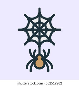 Spider Web Minimal Color Flat Line Stroke Icon Pictogram Symbol Illustration