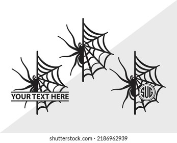 Spider Web Monogram SVG Printable Vector Illustration