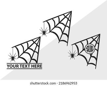 Spider Web Monogram SVG Printable Vector Illustration