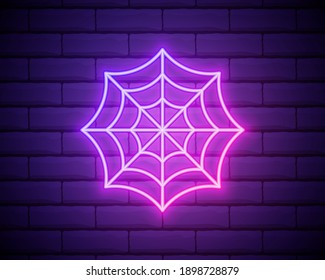 Spider web neon icon. Elements of Halloween set. Simple icon for websites, web design, mobile app, info graphics.