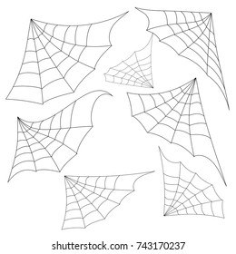 spider web net set vector Halloween