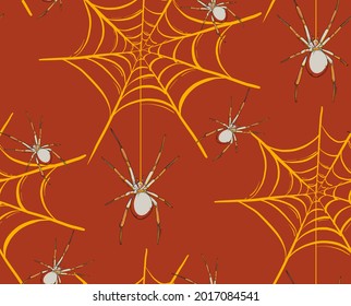 Spider web network - small surface pattern orange contrast colors
