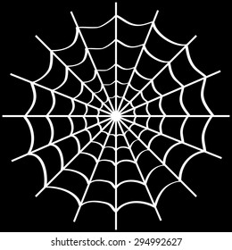 Spider web on black background. Vector illustration.