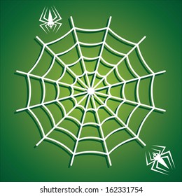 Spider and web, On Colourful Background. Vector