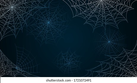 Spider Web On Dark Background Halloween Design Elements Spooky Scary Horror Decor Vector