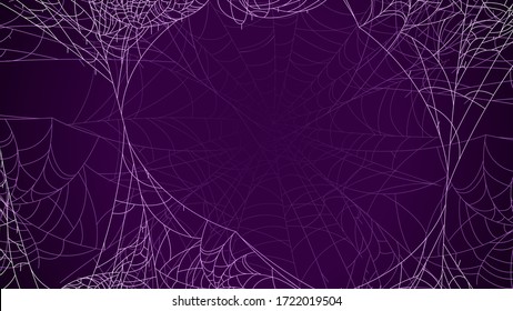 Spider Web On Dark Background Halloween Design Elements Spooky Scary Horror Decor Vector