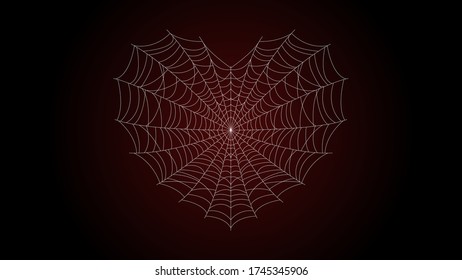 Spider Web On Dark Background Halloween Design Elements Spooky Scary Horror Decor Vector Heart