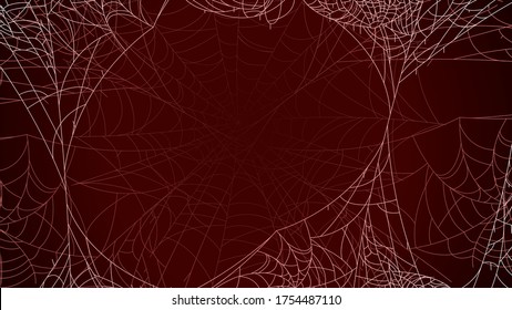 Spider Web On Dark Background Halloween Design Elements Spooky Scary Horror Decor Vector