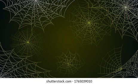 Spider Web On Dark Background Halloween Design Elements Spooky Scary Horror Decor Vector