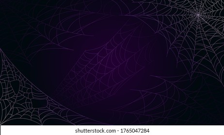 Spider Web On Dark Background Halloween Design Elements Spooky Scary Horror Decor Vector