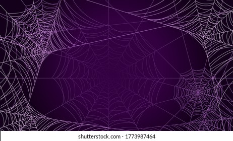 Spider Web On Dark Background Halloween Design Elements Spooky Scary Horror Decor Vector