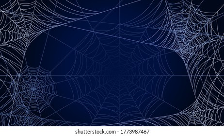 Spider Web On Dark Background Halloween Design Elements Spooky Scary Horror Decor Vector