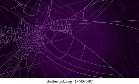 Spider Web On Dark Background Halloween Design Elements Spooky Scary Horror Decor Vector