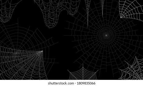 Spider Web On Dark Background Halloween Design Elements Spooky Scary Horror Decor Vector