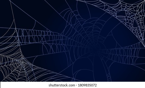 Spider Web On Dark Background Halloween Design Elements Spooky Scary Horror Decor Vector