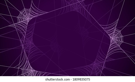 Spider Web On Dark Background Halloween Design Elements Spooky Scary Horror Decor Vector