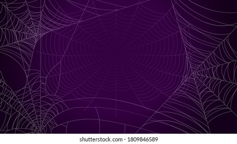 Spider Web On Dark Background Halloween Design Elements Spooky Scary Horror Decor Vector