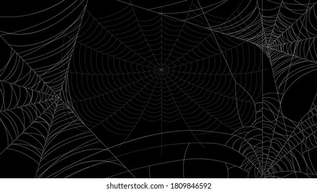 Spider Web On Dark Background Halloween Design Elements Spooky Scary Horror Decor Vector