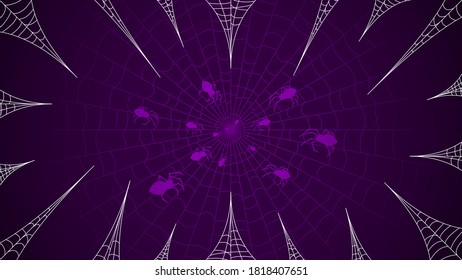 Spider Web On Dark Background Halloween Design Elements Spooky Scary Horror Decor Vector