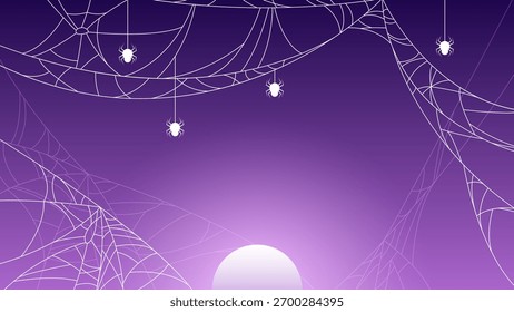 Spider Web On Dark Background Halloween Design Elements Spooky Scary Horror Decor Vector