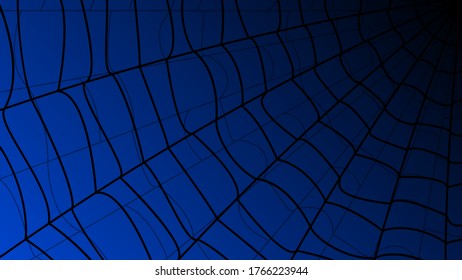 Spider Web On Dark Blue Background Halloween Design Elements Spooky Scary Horror Decor Vector