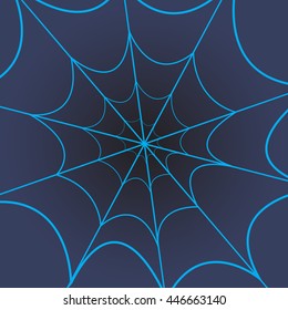 Spider web on dark blue background.