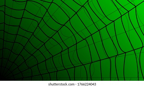 Spider Web On Dark Green Background Halloween Design Elements Spooky Scary Horror Decor Vector