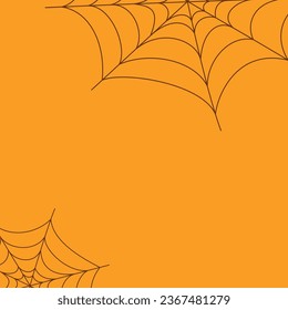 Spider web on orange background vector illustration. Simple halloween background