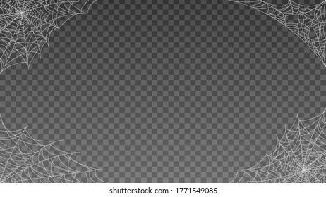Spider Web On Transparent Background Halloween Design Elements Spooky Scary Horror Decor Vector
