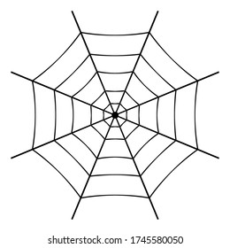 Spider web on white background. Black and white color. Stock vector illustration on white isolated background.