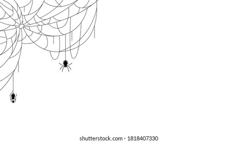 Spider Web On White Background. Halloween Design Elements. Spooky Scary Horror Decor Vector.