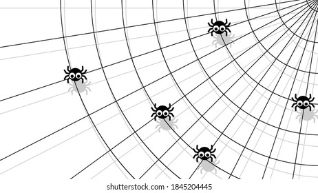 Spider Web On White Background. Halloween Design Elements. Spooky Scary Horror Decor Vector.
