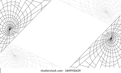 Spider Web On White Background. Halloween Design Elements. Spooky Scary Horror Decor Vector.