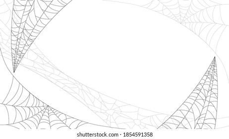 Spider Web On White Background. Halloween Design Elements. Spooky Scary Horror Decor Vector.