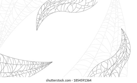 Spider Web On White Background. Halloween Design Elements. Spooky Scary Horror Decor Vector.